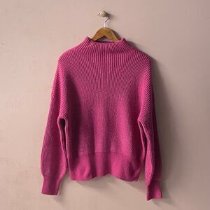 Rachel Zoe Hot Pink Knit Mock Neck Sweater GUC Size M
